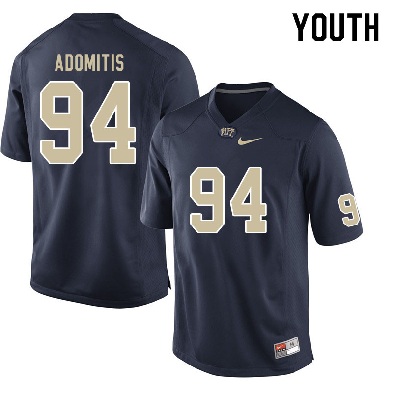 Youth #94 Cal Adomitis Pitt Panthers College Football Jerseys Sale-Navy